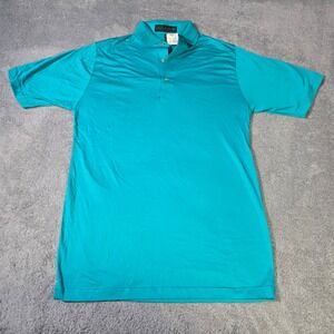 Lyle & Scott Mens M Polo Shirt Teal Double Mercerized Cotton Lisle Short Sleeve